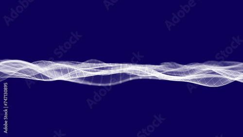 abstract background with glowing particles and wave lines	