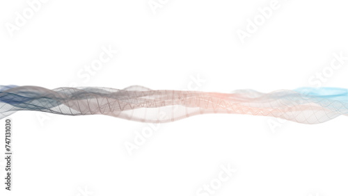 abstract futuristic wave background with particles, slow motion glowing particles on white background	