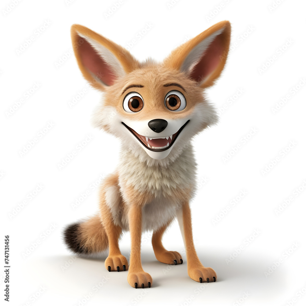 3d cartoon of Coyote animal character