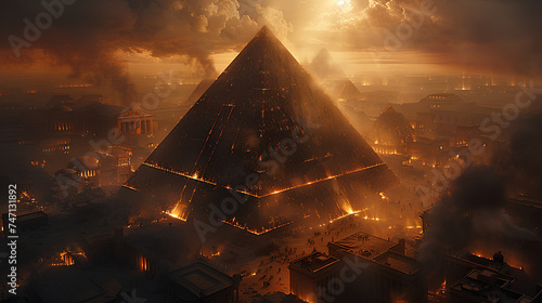 view of the great pyramid in the middle of the city