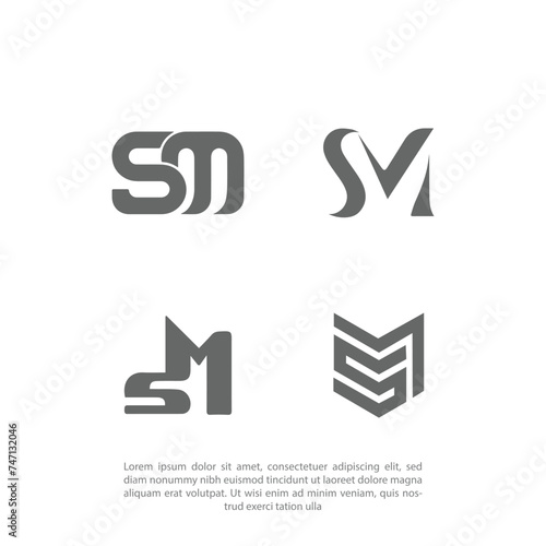 MS SM initial letters looping linked  logo MS Logo Design Template Vector Graphic Branding Element.
