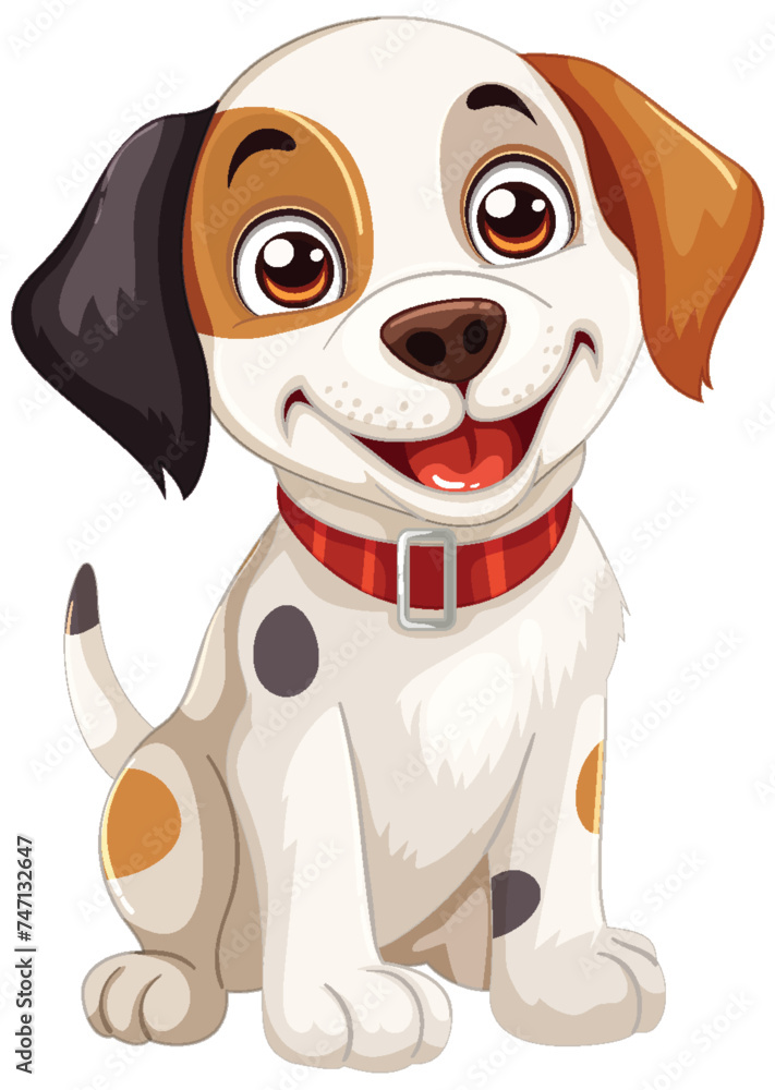 Vector illustration of a cheerful, spotted dog