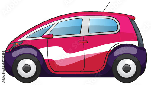 Vibrant pink and purple compact car design