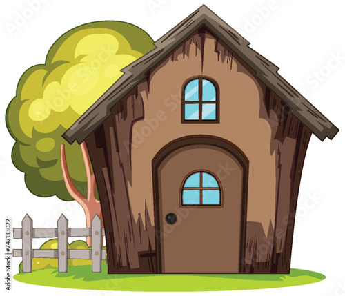 Vector illustration of a small wooden house