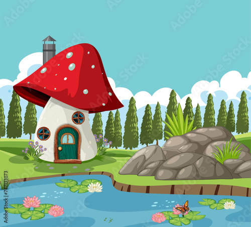 Colorful illustration of a whimsical outdoor scene.