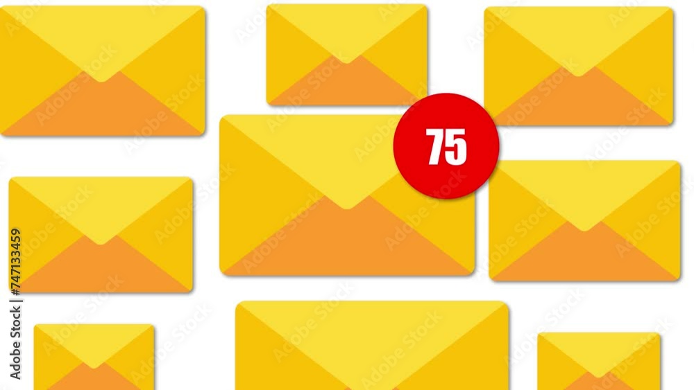 mail icon background animated, logo symbol, social media, Animation of Email envelope with auto counting number on red circle metaphor income email and massage mail icon background animated, logo symbol, social media, Animation of Email envelope with auto counting number on red circle metaphor income email and massage