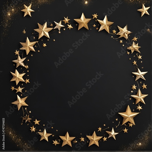 mokcup Circle of golden stars on a black background