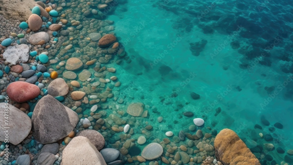 Texture transparent clear waters of the sea lake with stone pebbles underwater
Texture transparent clear waters of the sea lake with stone pebbles underwater
