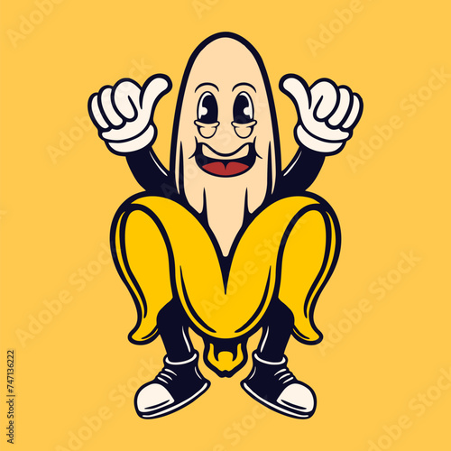 BANANA RETRO CARTOON DESIGN VECTOR ILLUSTRATION