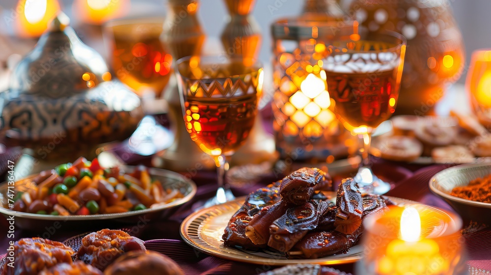 Traditionally prepared meal served at iftar during Ramadan after the fast has been broken