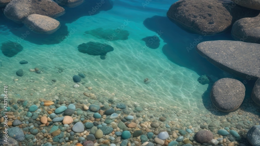 Texture transparent clear waters of the sea lake with stone pebbles underwater
Texture transparent clear waters of the sea lake with stone pebbles underwater