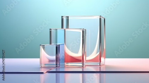  Decorative glass cubes on blue background photo