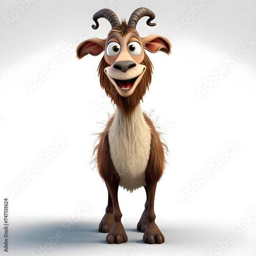 3d cartoon character of ibex animal with white background © Kamran Akhtar