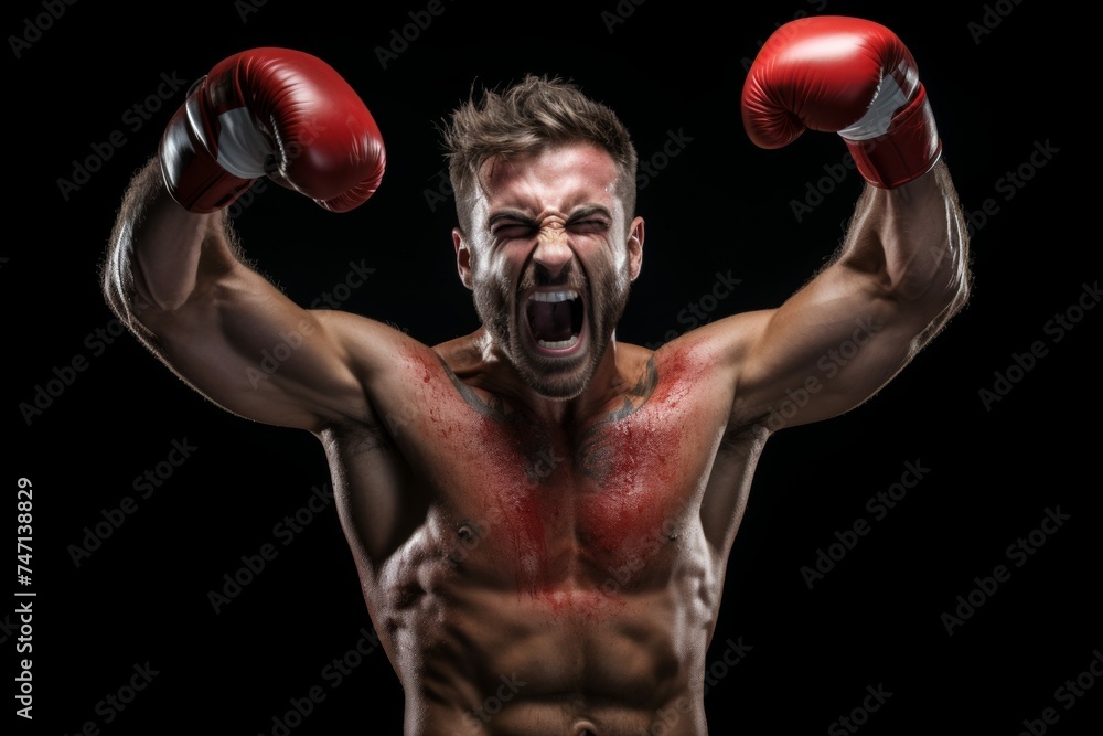Champion Raised Arms Isolated on Transparent Background