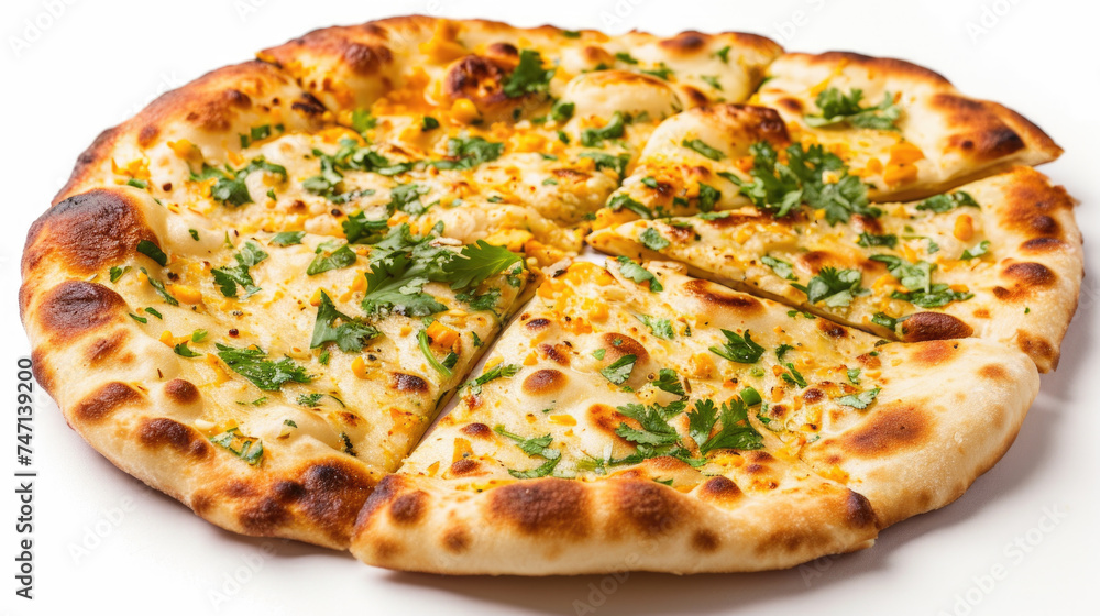 Close up of pizza on white surface, perfect for food blogs or restaurant menus