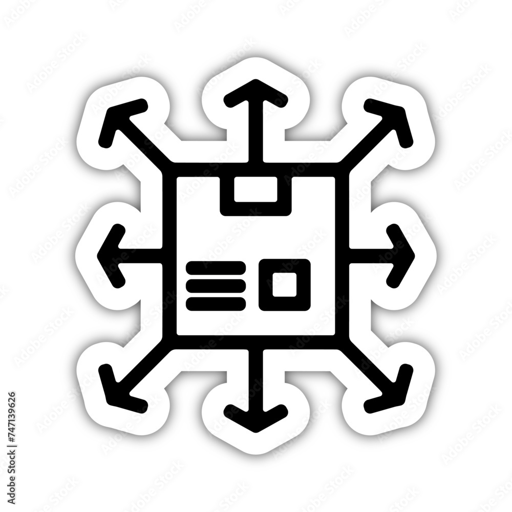Icones symbole logo colis carton livrer direction gras relief