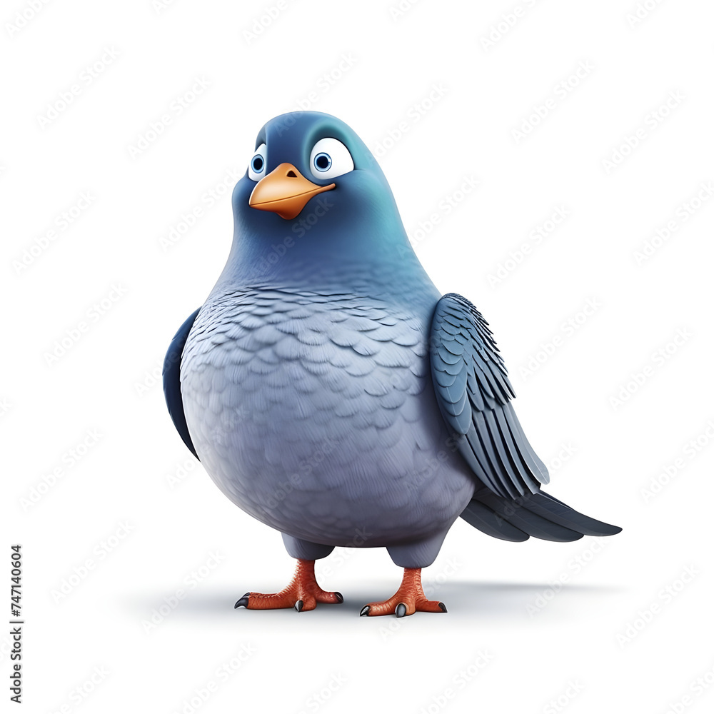 Fototapeta premium view animated 3d cartoon character of bird pigeon