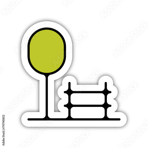 Icones symbole parc et ville nature banc public couleur relief