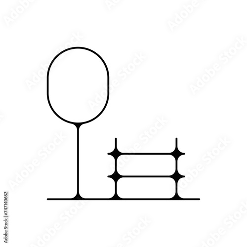 Icones symbole parc et ville nature banc public fin