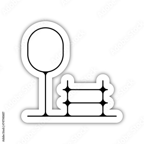 Icones symbole parc et ville nature banc public fin relief