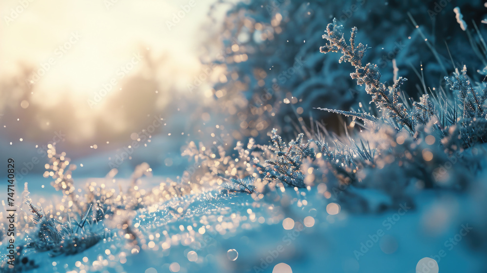 Plant covered in snow, perfect for winter themes Plant covered in snow, perfect for winter themes