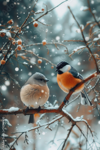 Two birds sitting on tree branch © Luisa