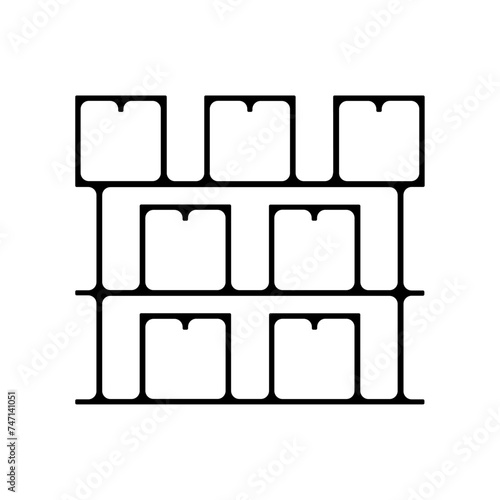 Icones symbole logo entrepot logistique stockage colis cartons couleur epais noir