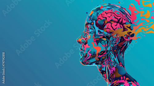 AI algorithms for mental health solid color background