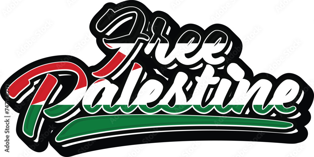 Free Palestine Hand Lettering Typography vector template
