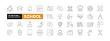 Set of 36 School line icons set. School outline icons with editable stroke collection. Includes School, Teacher, Books, E-Learning, Sports, and More.