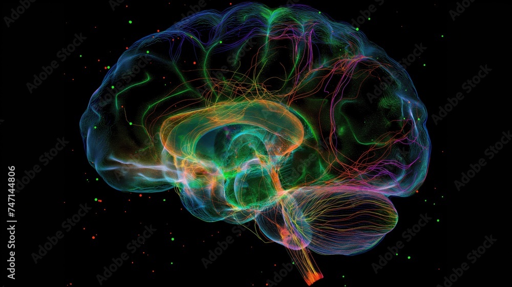 Fototapeta premium Radiant Brain Illustration Highlighting Cognitive Functions