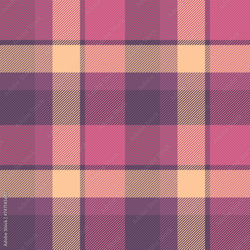 Dining texture fabric background, invite seamless plaid textile. Ireland tartan pattern vector check in pink and orange colors. Dining texture fabric background, invite seamless plaid textile. Ireland tartan pattern vector check in pink and orange colors.