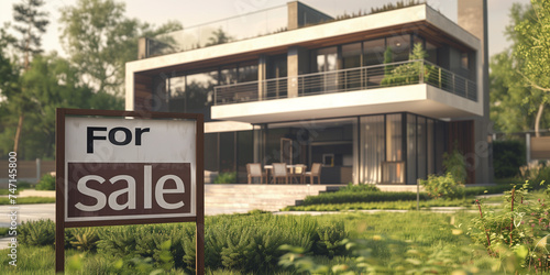 Modern Country House With For Sale Sign