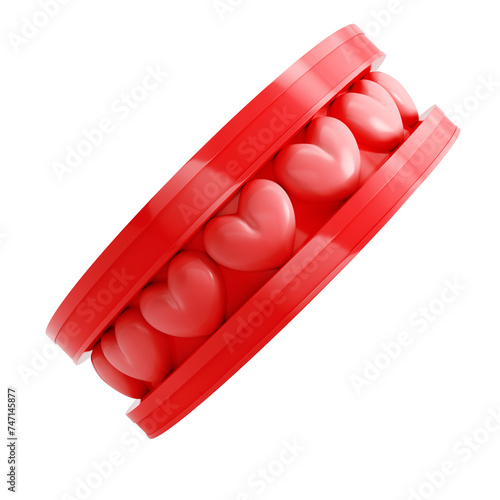 Cylindrical podium with hearts isolated on transparent background