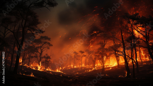 Forest fire. Global warming, ecological catastrophe. © prystai