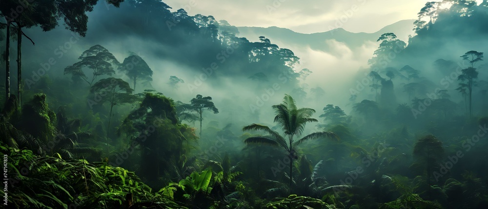 Rainforest morning fog