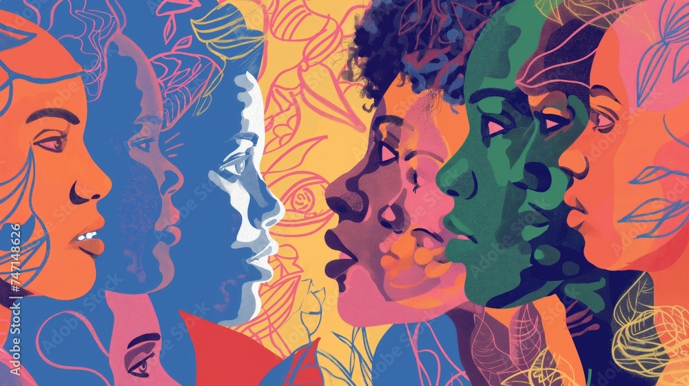 Colorful Artistic Illustration of Human Profiles