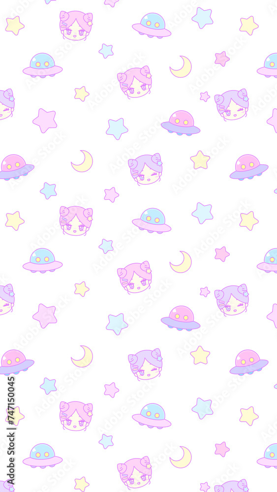 16:9 レトロポップ!ファンシーUFOガールパターン2⭐︎PNG 16:9 レトロポップ!ファンシーUFOガールパターン2⭐︎PNG