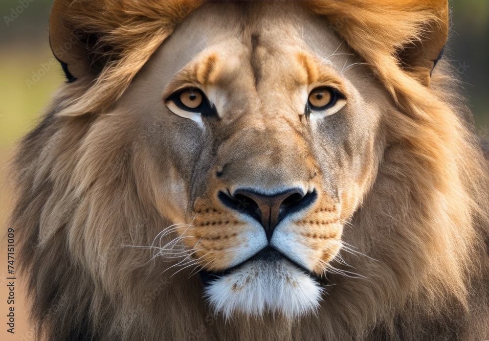 Lion king in the savannah