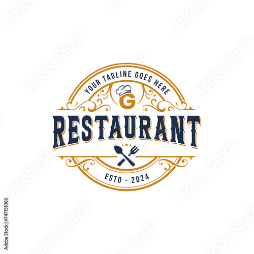 Creative vintage restaurant logo. vector letter G café, restaurant logo
