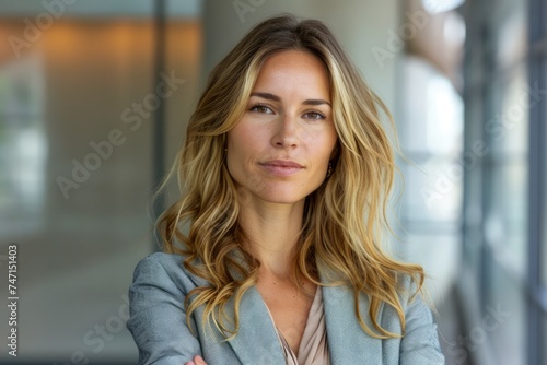 Confident Professional Businesswoman in Modern Office Environment with Natural Light