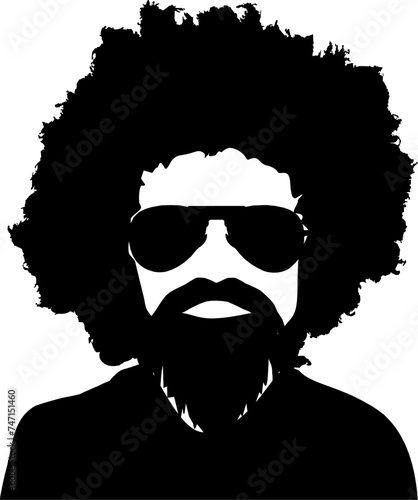 Vektor Silhouette Kopf und Gesicht Mann - Afro Look Haare Frisur - Style