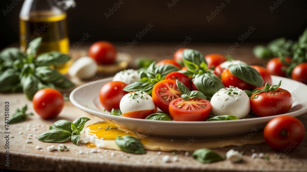 Mediterranean Elegance: Caprese Salad with Fresh Tomatoes and Mozzarella Cheese