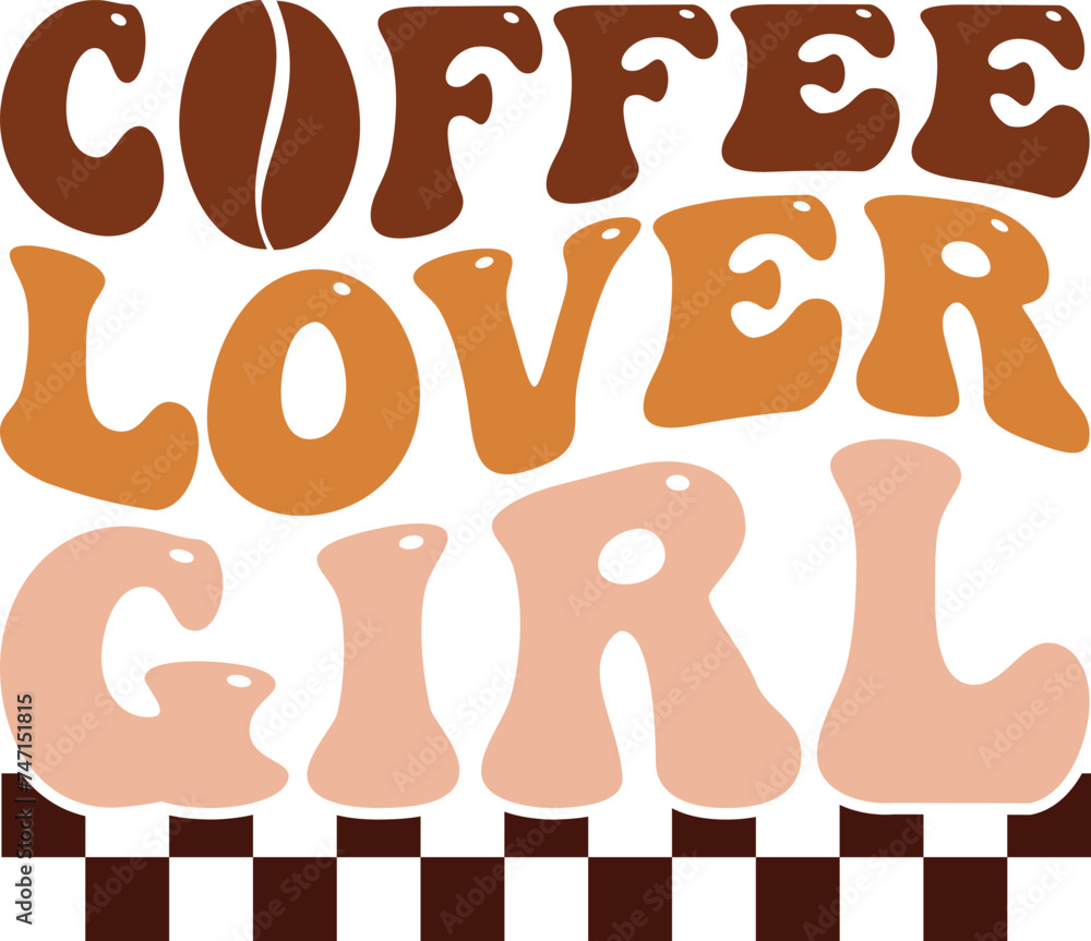 Coffee lover girl Retro T-shirt, Boho Coffee, Wavy Shirt, Coffee Smiley Face, Coffee Mama, Funny Shirt, Aesthetic trendy, Retro wavy, Cut File For Cricut And Silhouette