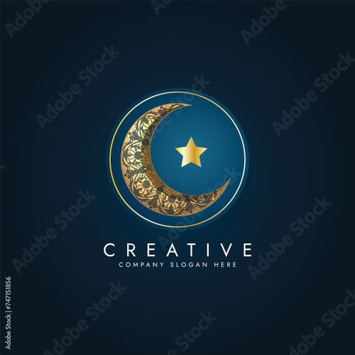 arabic golden crescent moon Vector Ramadan Kareem greeting crescent islamic symbol
