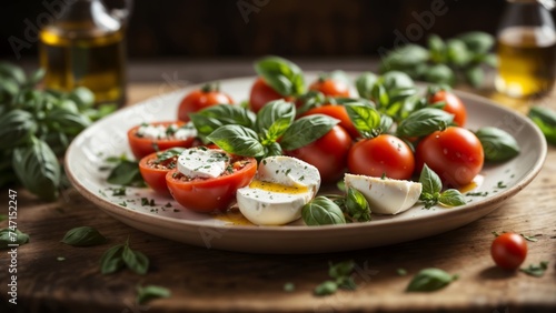 Mediterranean Elegance  Caprese Salad with Fresh Tomatoes and Mozzarella Cheese