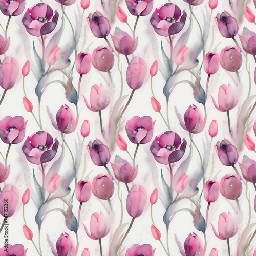 pink tulips seamless pattern #747152260