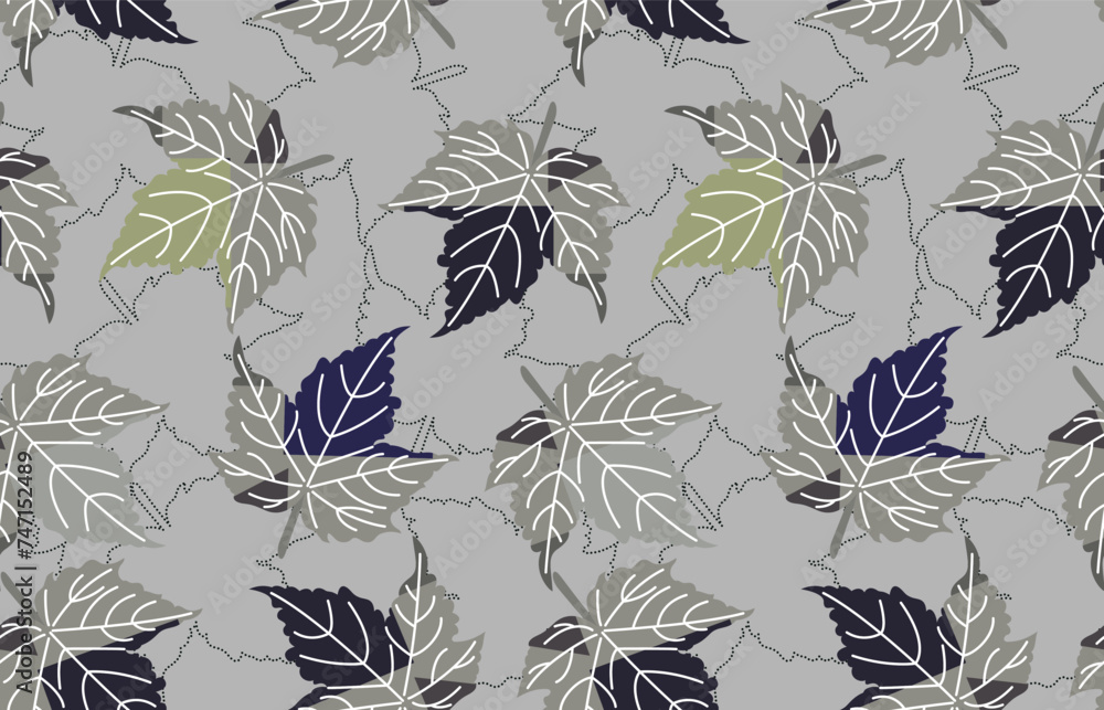 seamless pattern on autumn theme. Trendy print with cute embroidery of flowers and leaves seamless pattern on autumn theme. Trendy print with cute embroidery of flowers and leaves