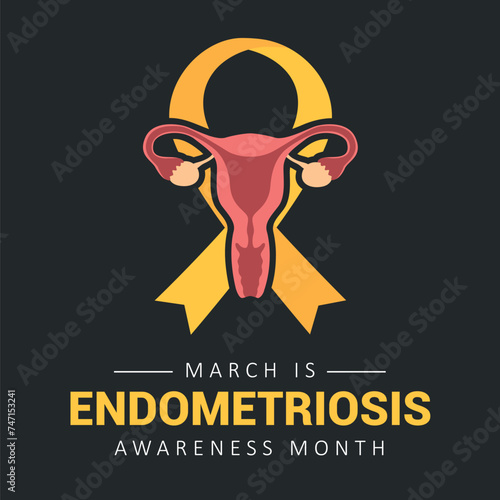 national endometriosis awareness month march info graphic vector illustration