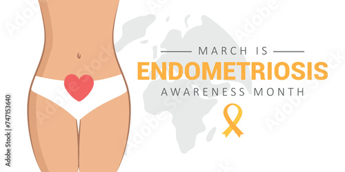 national endometriosis awareness month march info graphic vector illustration